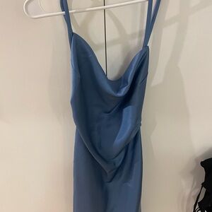 NANUSHKA blue Malia Cowl Neck Satin Slip Dress size xs